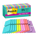 STICKY NOTES, POST-IT, 3" X 3", ASSORTED COLORS, 70 SHEETS/PAD, 24 PADS/CT THUMBNAIL