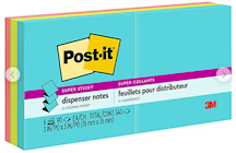 STICKY NOTES, POST-IT, 3" X 3", ASSORTED COLORS, 90 SHEETS/PAD, 6 PADS/CT THUMBNAIL
