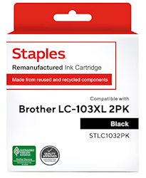 INK, CARTRIDGE, HIGH YIELD, BROTHER LC103BK, BLACK, 2/CT LARGE