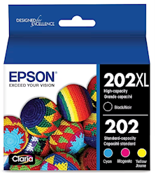 INK, CARTRIDGE, BLACK HIGH YIELD, CYAN/MAGENTA/YELLOW STANDARD YIELD, EPSON T202XL/T202 LARGE