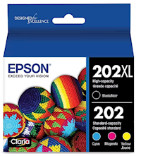 INK, CARTRIDGE, BLACK HIGH YIELD, CYAN/MAGENTA/YELLOW STANDARD YIELD, EPSON T202XL/T202 MAIN