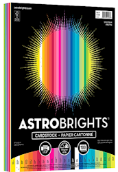 CARDSTOCK, ASTROBRIGHTS, 8.5" X 11", ASSORTED COLORS, 100 SHEETS/REAM LARGE
