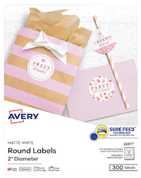 LABELS, AVERY, LASER/INKJET, 2" DIAMETER, WHITE, 500 LABELS/CT MAIN