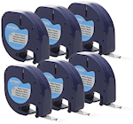 LABEL MAKER TAPE, PLASTIC, DYMO LETRATAG, 1/2" X 13', BLACK ON WHITE, 6/CT THUMBNAIL