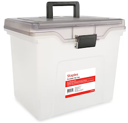 FILE TOTE, PORTABLE, STAPLES, LETTER SIZE, CLEAR LARGE