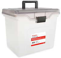 FILE TOTE, PORTABLE, STAPLES, LETTER SIZE, CLEAR MAIN