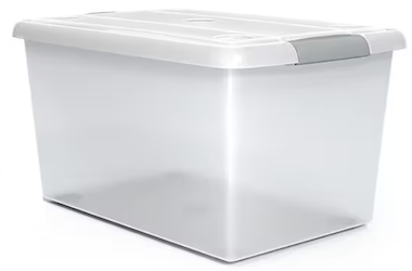STORAGE BIN, LATCH LID, 61 QT, CLEAR LARGE