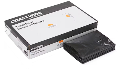 60 GALLON, 0.95 MIL, BLACK, 38 X 58, LINEAR, LOW DENSITY, FLAT PACK, CAN LINERS, 100/CT LARGE