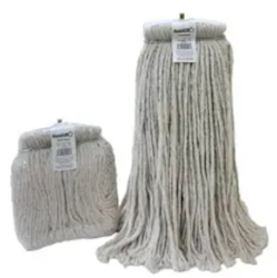 WET MOP HEADS, RENOWN, NATURAL COTTON, CUT-END, GREEN, 16 OZ, 1" HEADBAND, 6/CT LARGE