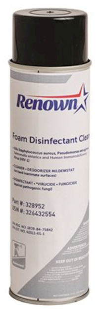 DISINFECTANT, FOAMING, RENOWN, AEROSOL, 19 OZ, 12/CT MAIN
