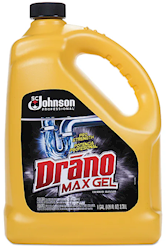 DRAIN CLEANER, DRANO MAX GEL CLOG REMOVER, BLEACH SCENT, 1 GALLON, 4/CT LARGE