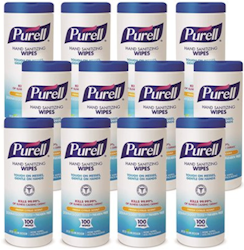 HAND SANITIZER, WIPES, PURELL, NON-ALCOHOL FORMULA, FRESH CITRUS SCENT, ECO SLIM CANISTER, 100 WIPES LARGE