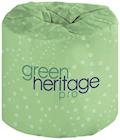 TOILET TISSUE, STANDARD ROLLS, GREEN HERITITAGE, 2-PLY, WHITE, 500 SHEETS/ROLL, 96 ROLLS/CT THUMBNAIL