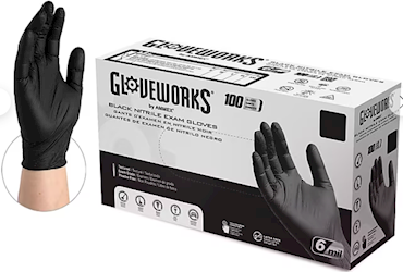 EXAM GLOVES, NITRILE, 2XL, BLACK, 1000 GLOVES/CT LARGE