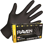 DISPOSABLE GLOVES, LARGE, BLACK, NITRILE, SAS RAVEN, 7 MIL, POWDER-FREE, 100/CT THUMBNAIL
