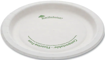 PLATES, PAPER, COMPOSTABLE, EARTHCHOICE, WHITE, 6", 750/CT LARGE