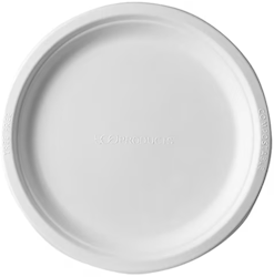 PLATES, SUGARCANE, ECO-PRODUCTS, VANGAURD, WHITE, 9", 500/CT LARGE