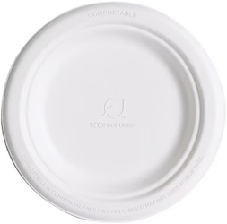 PLATES, SUGARCANE, ECO-PODUCTS, VANGUARD, WHITE, 6", 1000/CT LARGE