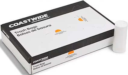 10 GALLON, 6 MIC, NATURAL, 24 x 24, HIGH DENSITY, CORELESS ROLL, 1000/CT LARGE