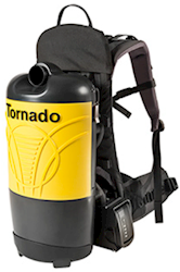 BACKPACK VACUUM, 6 QT, BATTERY POWERED, CORDLESS, TORNADO PAC-VAC 6 ROAM LARGE