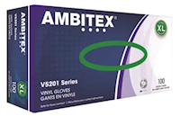 DISPOSABLE GLOVES, AMBITEX, CLEAR, VINYL, 3 MIL, XL, 100 GLOVES MAIN