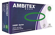 DISPOSABLE GLOVES, AMBITEX, CLEAR, VINYL, 3 MIL, XL, 100 GLOVES THUMBNAIL