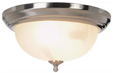 LIGHT FIXTURE, FLUSH MOUNT, 2-LIGHT, BRUSHED NICKEL, FROSTED GLASS, BULBS NOT INCLUDED LARGE