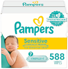 BABY WIPES, PAMPERS, SENSITIVE, FRAGRANCE FREE, 588 WIPES/CT THUMBNAIL
