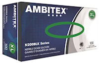 DISPOSABLE GLOVES, AMBITEX, 4 MIL, NITRILE, POWDER-FREE, BLACK, XL, 100 GLOVES/CT MAIN