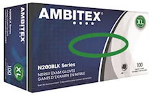 DISPOSABLE GLOVES, AMBITEX, 4 MIL, NITRILE, POWDER-FREE, BLACK, XL, 100 GLOVES/CT THUMBNAIL