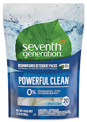 DISH SOAP, POWDER PACKETS, SEVENTH GENERATION, NATURAL, UNSCENTED, 45 PACKETS/BX LARGE