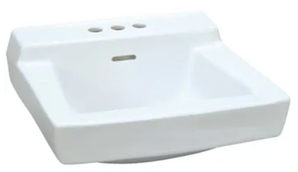 BATHROOM SINK, WALL-HUNG, GERBER PLYMOUTH, WHITE, 19" X 17" LARGE