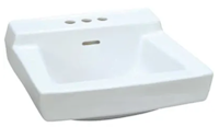 BATHROOM SINK, WALL-HUNG, GERBER PLYMOUTH, WHITE, 19" X 17" MAIN