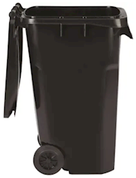 TRASH CAN, RECTANGULAR, WHEELED, WITH LID, BLACK, ALPINE INDUSTRIES, 64 GALLON LARGE