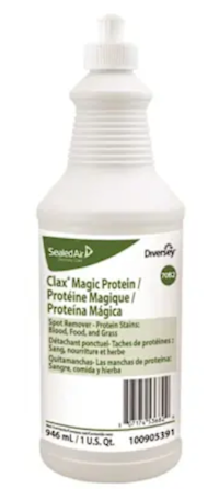 STAIN REMOVER, LAUNDRY, SPOTTER, DIVERSEY CLAX MAGIC PROTEIN, 1 QT, 6/CT MAIN