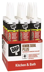 CAULK, DAP KWIK SEAL PLUS, WHITE, KITCHEN & BATH, SILICONIZED, 10.1 OZ, 12/CT LARGE