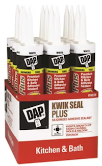 CAULK, DAP KWIK SEAL PLUS, WHITE, KITCHEN & BATH, SILICONIZED, 10.1 OZ, 12/CT MAIN