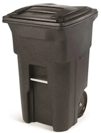 TRASH CAN, TOTER GREENSTONE, LID & WHEELS, 64 GALLON MAIN