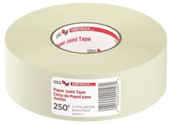 PAPER JOINT TAPE, DRYWALL, USG SHEETROCK BRAND, 2 1/16 IN X 250 FT LARGE