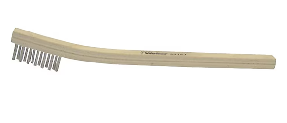 SCRATCH BRUSHES, SMALL HAND, WEILER, 8 3/4", STAINLESS STEEL BRISTLES, CURVED HANDLE LARGE