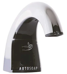 DISPENSER, HAND SOAP, COUNTER MOUNTED, RUBBERMAID, AUTOMATIC, CHROME/BLACK LARGE