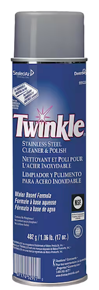 STAINLESS STEEL CLEANER, POLISH, DIVERSEY TWINKLE, 17 OZ, 12/CT MAIN