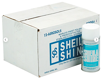 STAINLESS STEEL CLEANER, POLISH, SHEILA SHINE, AEROSOL, 10 OZ, 12/CT LARGE
