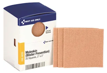 BLISTER PREVENTION, MOLESKIN, FIRST AID ONLY, REFILL, 2" X 2", 20/CT LARGE