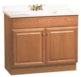BATHROOM VANITY, CABINET, RSI, OAK, WITH TOP, 36" X 31" X 18" LARGE