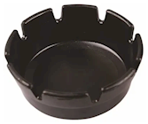 ASHTRAY, ROUND, RENOWN, PLASTIC, 4" X 1 3/4", BLACK THUMBNAIL