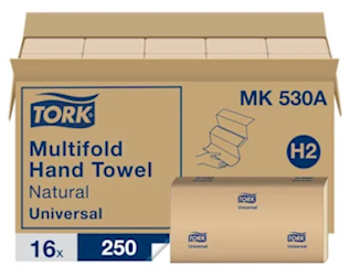PAPER TOWELS, MULTIFOLD, TORK, 1-PLY, RECYCLED, BROWN/NATURAL, 250 SHEETS/PK, 16 PACKS/CT LARGE