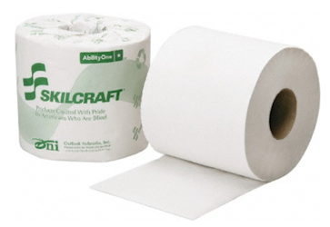 TOILET TISSUE, STANDARD, ABILITYONE, 1-PLY, WHITE, 1000 SHEETS/ROLL, 96 ROLLS/CT LARGE