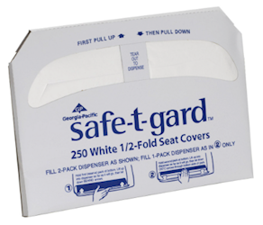 TOILET SEAT COVERS, PACIFIC BLUE SAFE-T-GARD, 1/2 FOLD, WHITE, 250/PK, 4 PACKS/CT LARGE