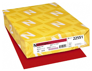 COPY PAPER, 8.5" X 11", NEENAH PAPER, RED, 500/REAM LARGE